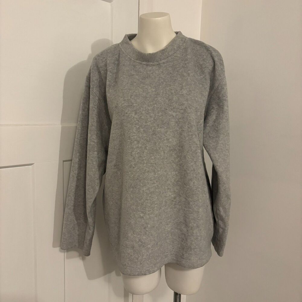 Basic Editions size Small Fleece Neutral Light Grey Coastal Crewneck Sweater